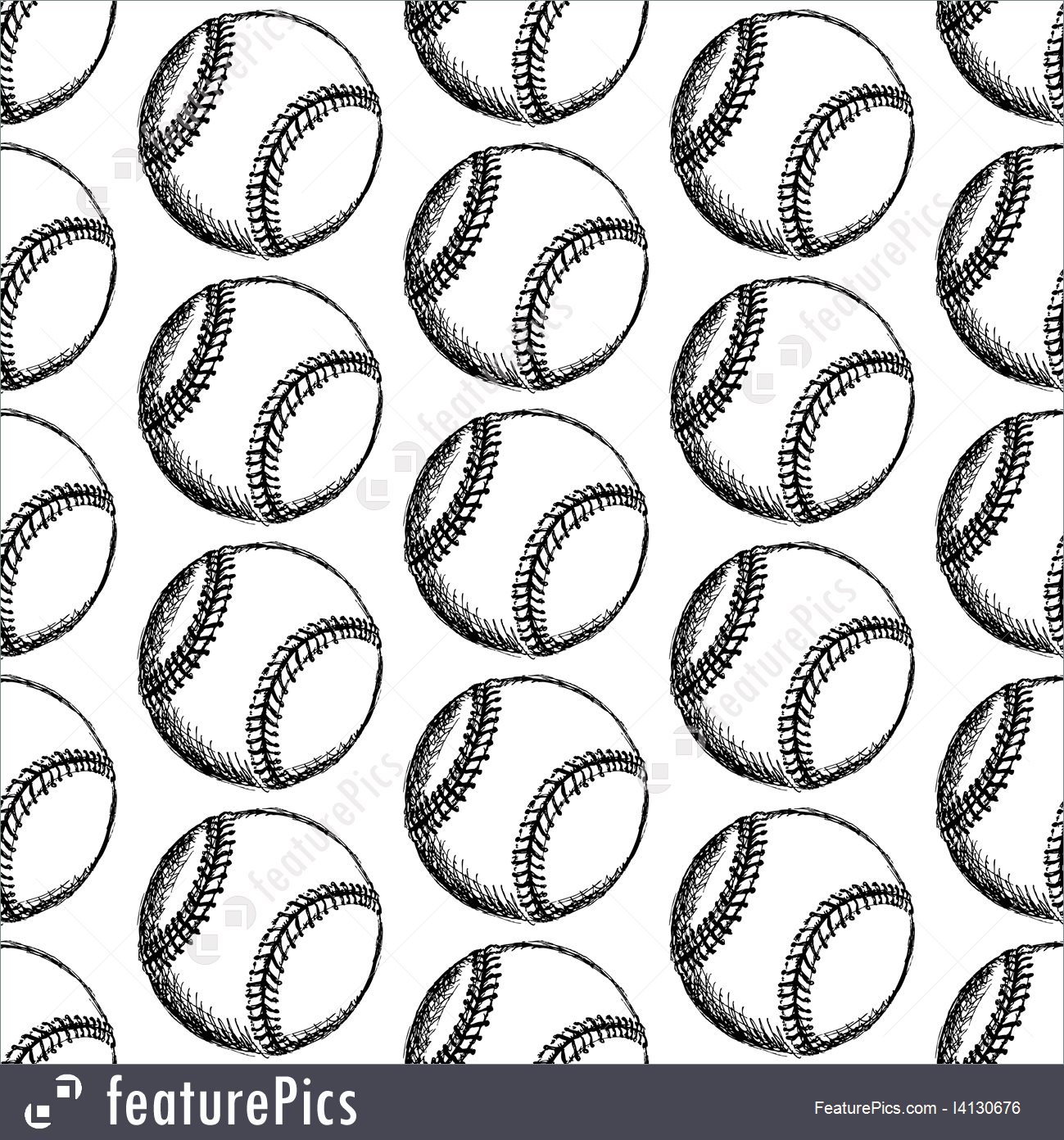 1299x1392 Sketch Baseball Ball, Vector Seamless Pattern - Baseball Ball Sketch
