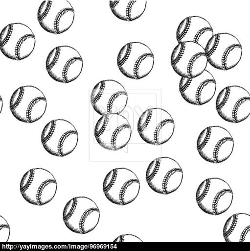 511x512 Sketch Baseball Ball, Vector Seamless Pattern Vector - Baseball Ball Sketch