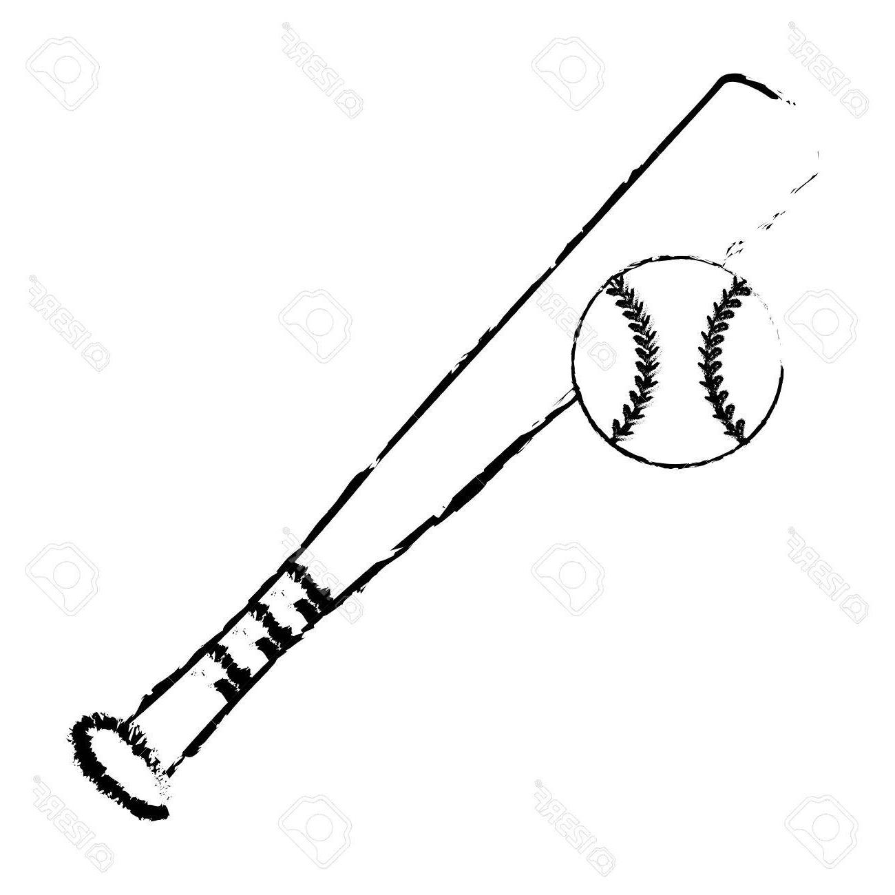 1300x1300 Top Baseball Bat Ball Sport Image Sketch Drawing - Baseball Ball Sketch