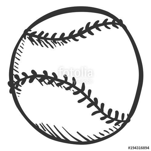 500x500 Vector Pencil Sketch Ball For Baseball Stock Image And Royalty - Baseball Ball Sketch