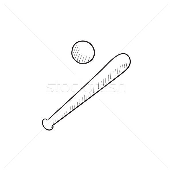 600x600 Baseball Bat And Ball Sketch Icon. Vector Illustration Andrei - Baseball Bat Sketch