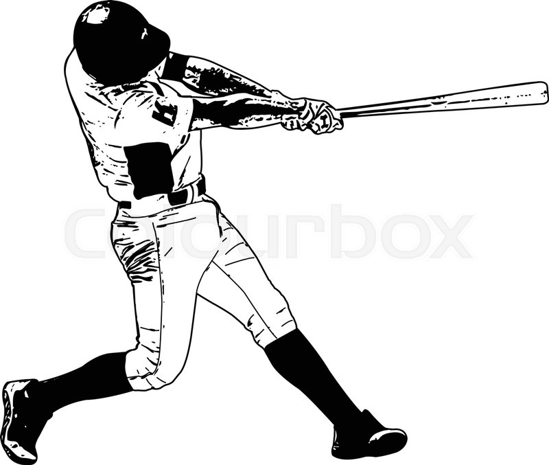 800x677 Baseball Player, Sketch Illustration - Baseball Bat Sketch