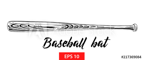 500x209 Vector Engraved Style Illustration For Posters, Decoration And - Baseball Bat Sketch