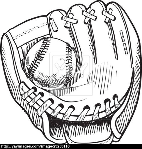 488x512 Baseball Glove Sketch Vector - Baseball Glove Sketch