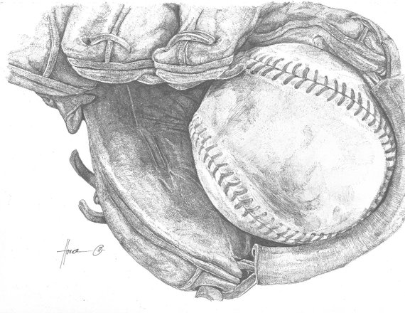 570x440 Baseball Glove - Baseball Glove Sketch