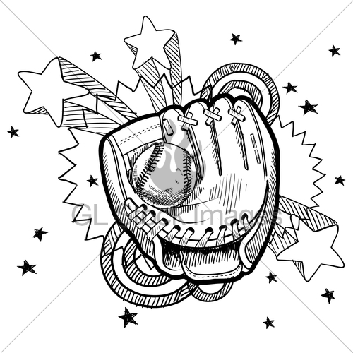 500x500 Pop Baseball Glove Sketch Gl Stock Images - Baseball Glove Sketch