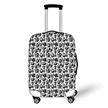 355x355 Travel Luggage Cover Suitcase Protector, Sport - Baseball Glove Sketch