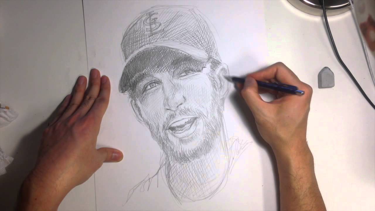 1280x720 Drawing Baseball Player Adam Wainwright - Baseball Pitcher Sketch