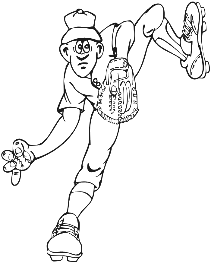 700x905 Printable Baseball Pitcher Coloring - Baseball Pitcher Sketch