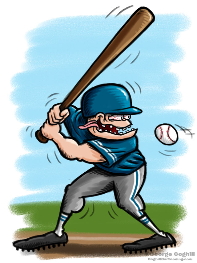 640x853 Baseball Player Hot Rod Cartoon Character Sketch - Baseball Player Sketch