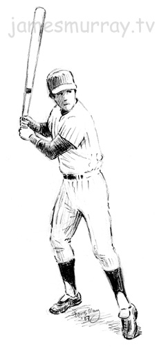 243x500 Baseball Player Sketch - Baseball Player Sketch