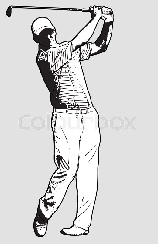 520x800 Golf Player Sketch Illustration - Baseball Player Sketch