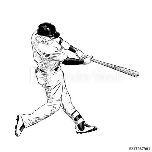 500x500 Vector Engraved Style Illustration For Posters, Decoration And - Baseball Player Sketch