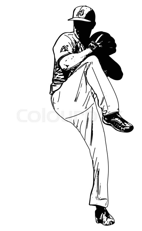495x800 Baseball Pitcher, Sketch Illustration - Baseball Sketch
