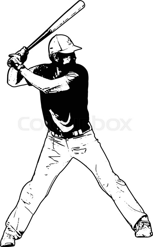 495x800 Baseball Player, Sketch Illustration - Baseball Sketch