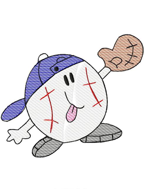 489x640 Funny Baseball Sketch Embroidery Design - Baseball Sketch