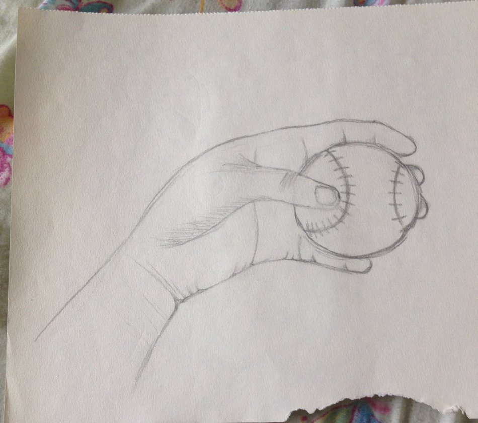950x840 Hand Holding Baseball Sketch By Emdotfoxy - Baseball Sketch