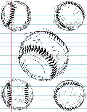 294x380 Sketchy, Hand Drawn Baseballs On Notebook Paper. The Artwork And - Baseball Sketch