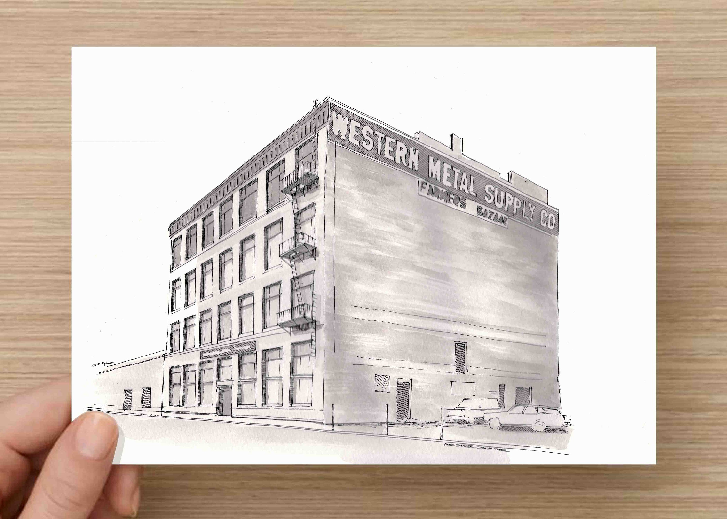 3000x2143 Pen And Ink Drawing Of Petco Park Warehouse - Baseball Stadium Sketch