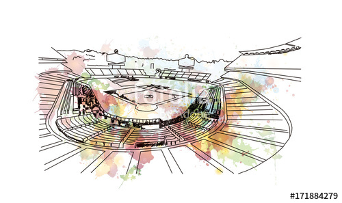 500x297 Watercolor Sketch Of Baseball Stadium In Vector Illustration - Baseball Stadium Sketch