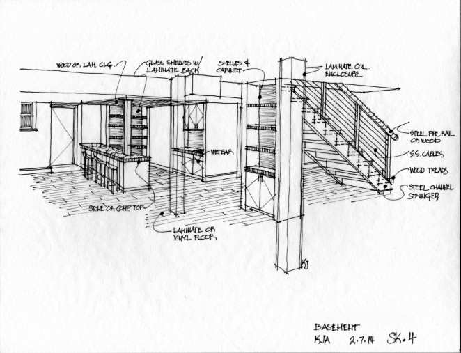 662x507 Rye Brook Modern Basement And Patio - Basement Sketch