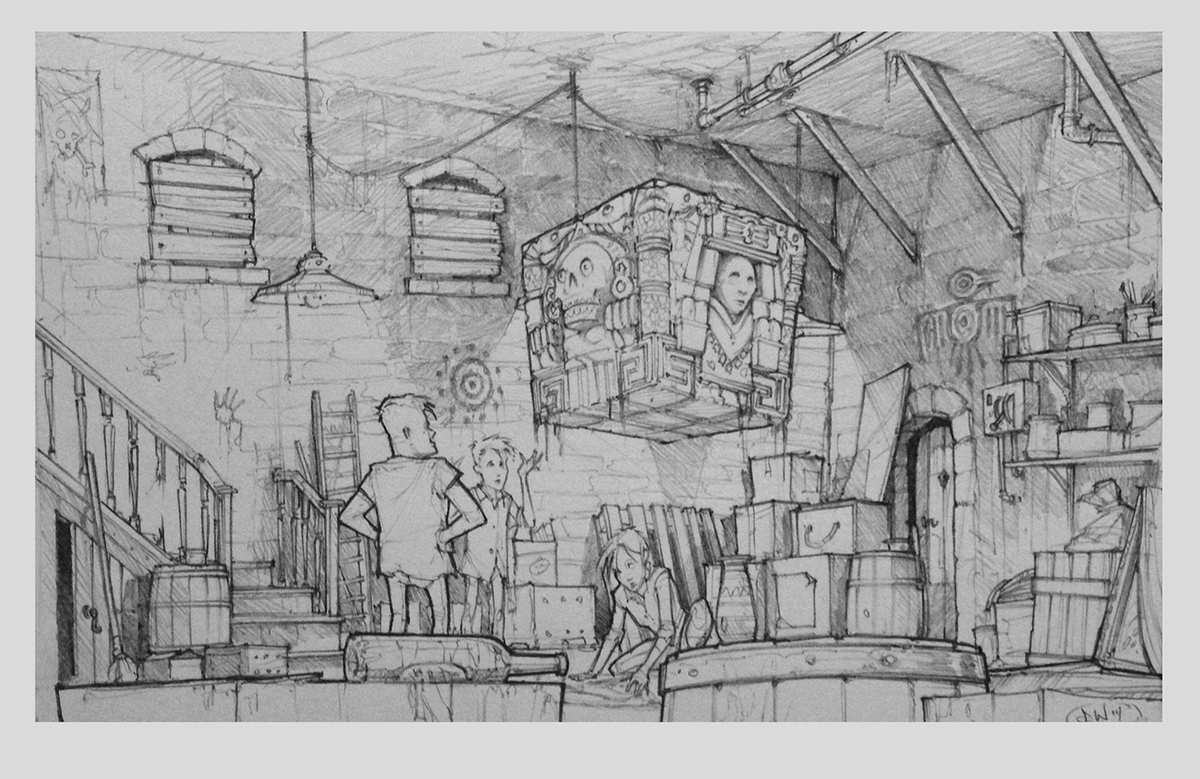 1200x779 Street Gang Doug Winder Art - Basement Sketch