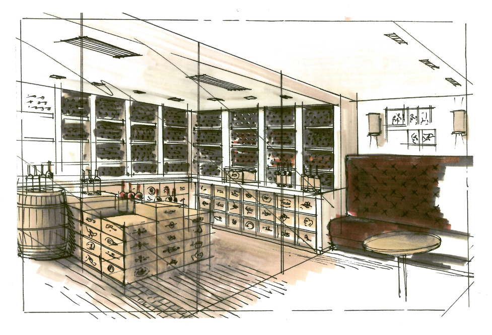 977x665 Wine Basement Sketch Dessin Basements And Sketches - Basement Sketch