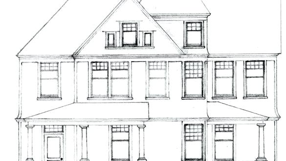 585x329 White House Drawing House Drawing House Drawing A Two Point - Basic House Sketch