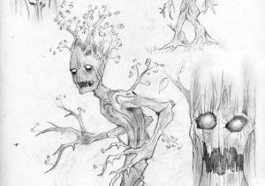 300x210 Trees Sketches Pencil Basic Sketch And Shade A Tree With Pencil - Basic Tree Sketch