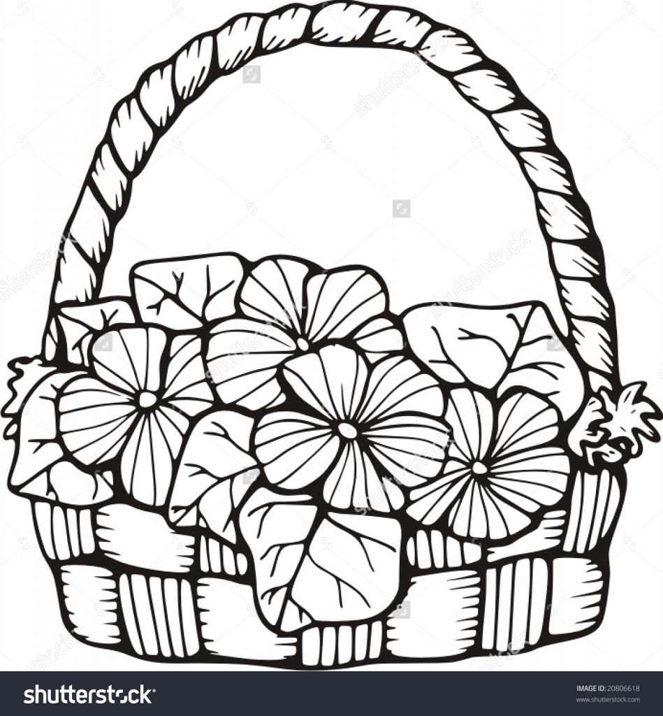 949x1024 Flower Basket Sketch Flower Basket Drawing At Getdrawings Free - Basket Sketch