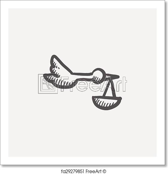 561x581 Free Art Print Of Baby Basket With Stork Sketch Icon. Baby Basket - Basket Sketch