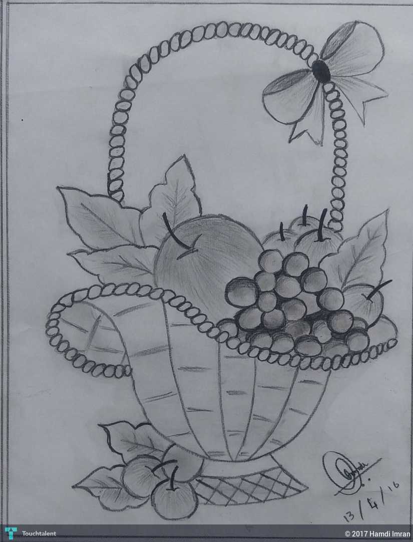 825x1082 Fruit Basket Touchtalent - Basket Sketch