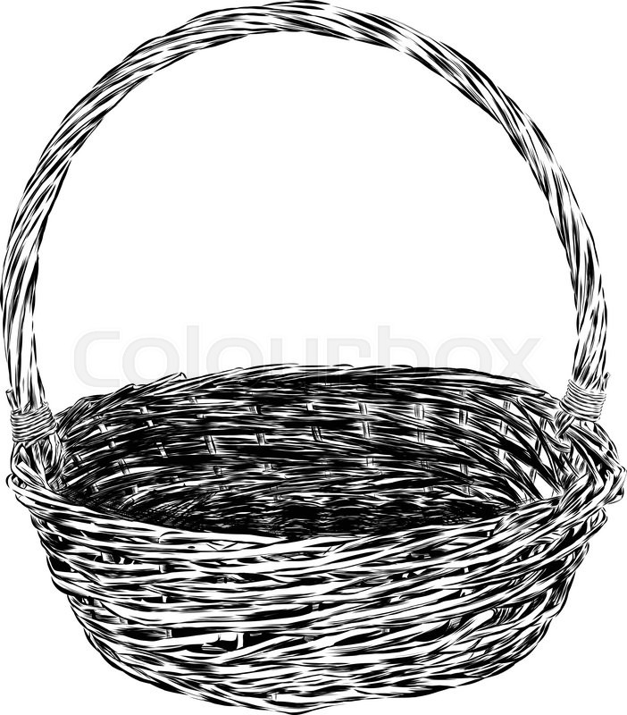 702x800 Hand Drawn Picnic Basket Isolated On White Background. Sketch - Basket Sketch