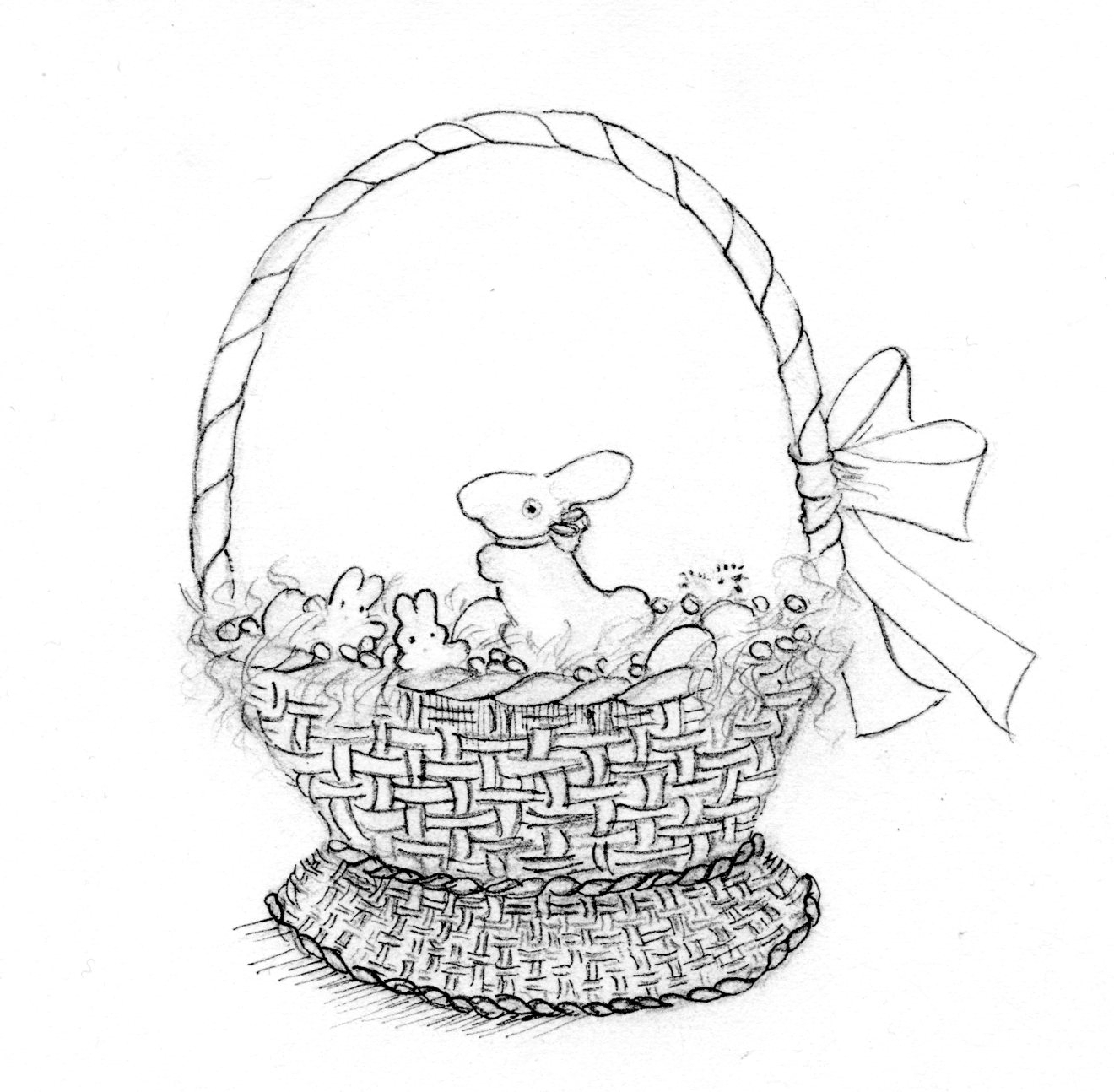 1320x1294 Pencil Drawings Of Flowers Basket Flower Pencil Sketch Drawing - Basket Sketch