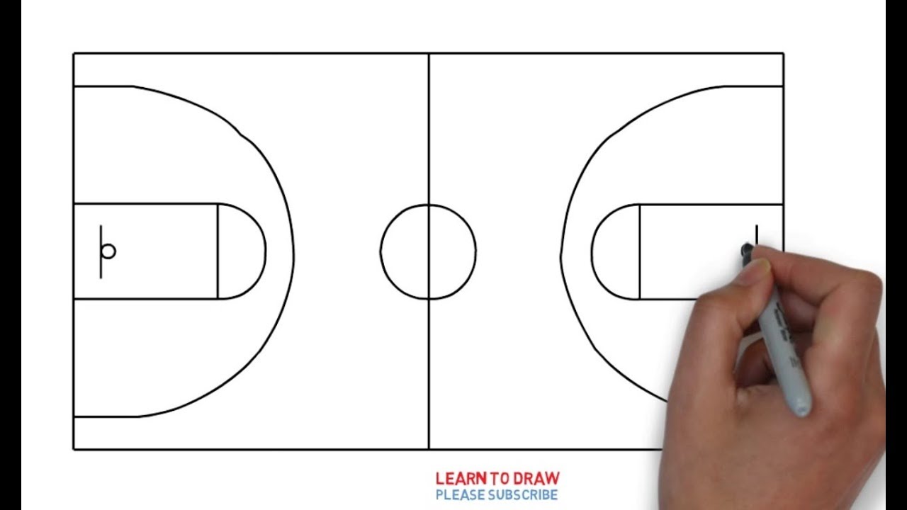 1280x720 How To Draw A Basketball Court Step By Step Easy - Basketball Court Sketch