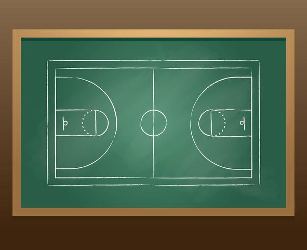 602x490 Basketball Court Sketch Chalkboard Vector - Basketball Court Sketch