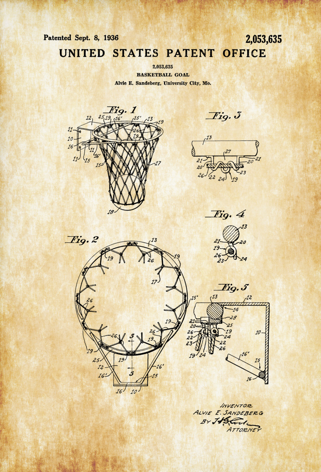 1021x1500 Basketball Hoop Patent Patent Print, Wall Decor, Basketball Art - Basketball Goal Sketch