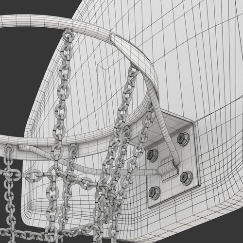500x500 Basketball Hoop With Chain Net 3d Cgtrader - Basketball Hoop Sketch