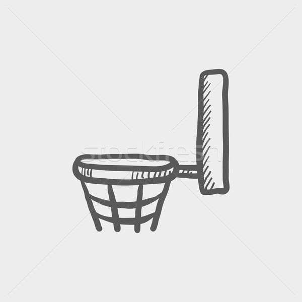 600x600 Basketball Hoop Sketch Icon Vector Illustration Andrei Krauchuk - Basketball Hoop Sketch