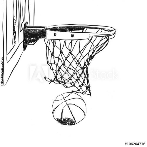 500x500 Scoring The Winning Points - Basketball Hoop Sketch