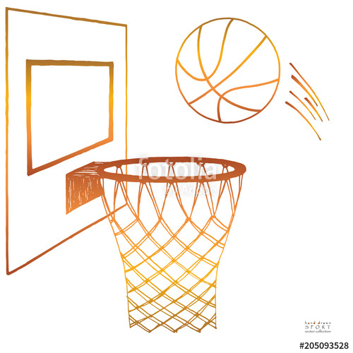 500x500 Action Vector Illustration Of Basketball Going Into A Hoop - Basketball Hoop Sketch
