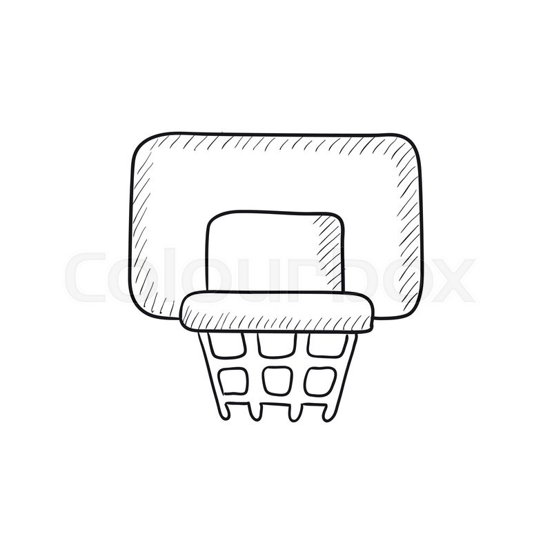 800x800 Basketball Hoop Vector Sketch Icon Isolated On Background. Hand - Basketball Net Sketch