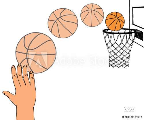 500x417 Action Vector Path Illustration Of Basket Ball Going Into A Hoop - Basketball Net Sketch