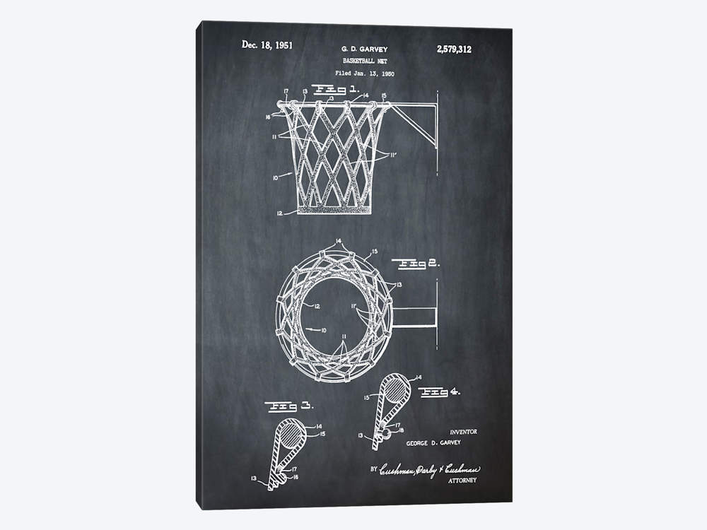 1000x750 G.d. Garvey Basketball Net Patent Sketch (Chalkb... Bill Cannon - Basketball Net Sketch