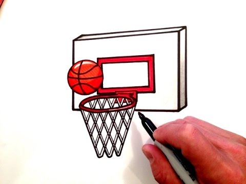 480x360 How To Draw A Basketball And Hoop - Basketball Net Sketch