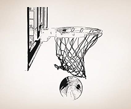 425x355 Basketball Hoop And Ball Vinyl Wall Decal Sticker - Basketball Net Sketch