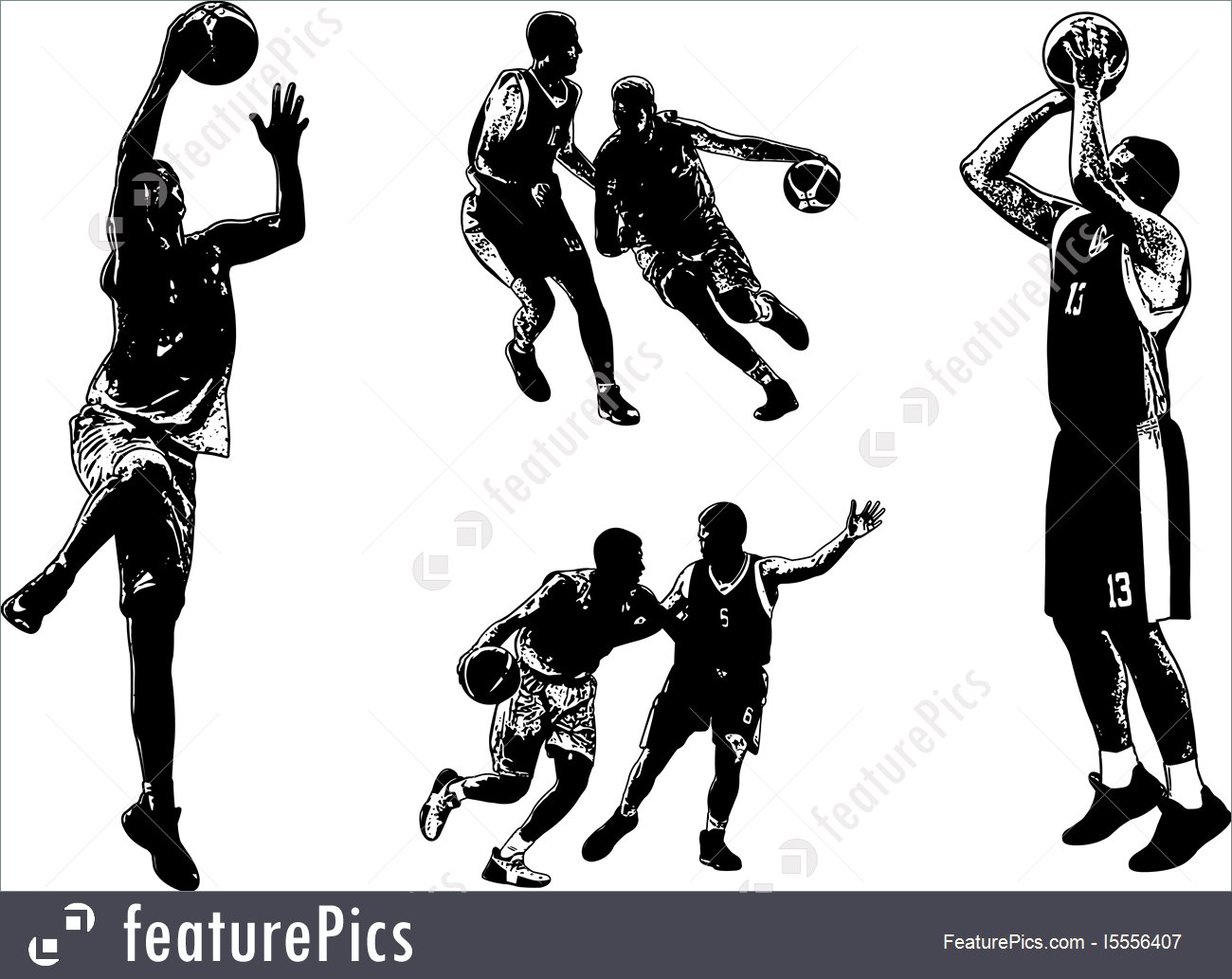 1300x1033 Basketball Sketch Illustrations Set I5556407 - Basketball Player Sketch