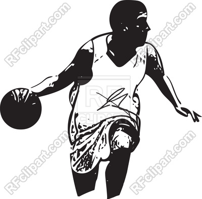 400x395 Black Sketch Of Basketball Player Vector Image Vector Artwork Of - Basketball Player Sketch