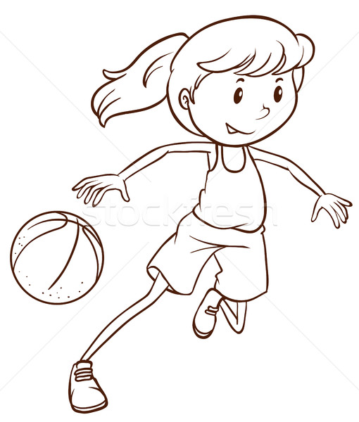 510x600 A Simple Sketch Of A Female Basketball Player Vector Illustration - Basketball Player Sketch