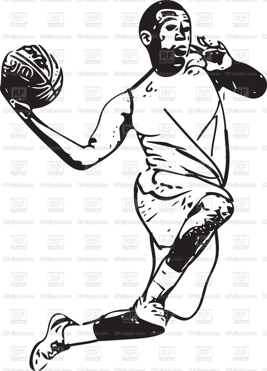 865x1200 Sketch Of Basketball Player Vector Image Vector Artwork Of - Basketball Player Sketch